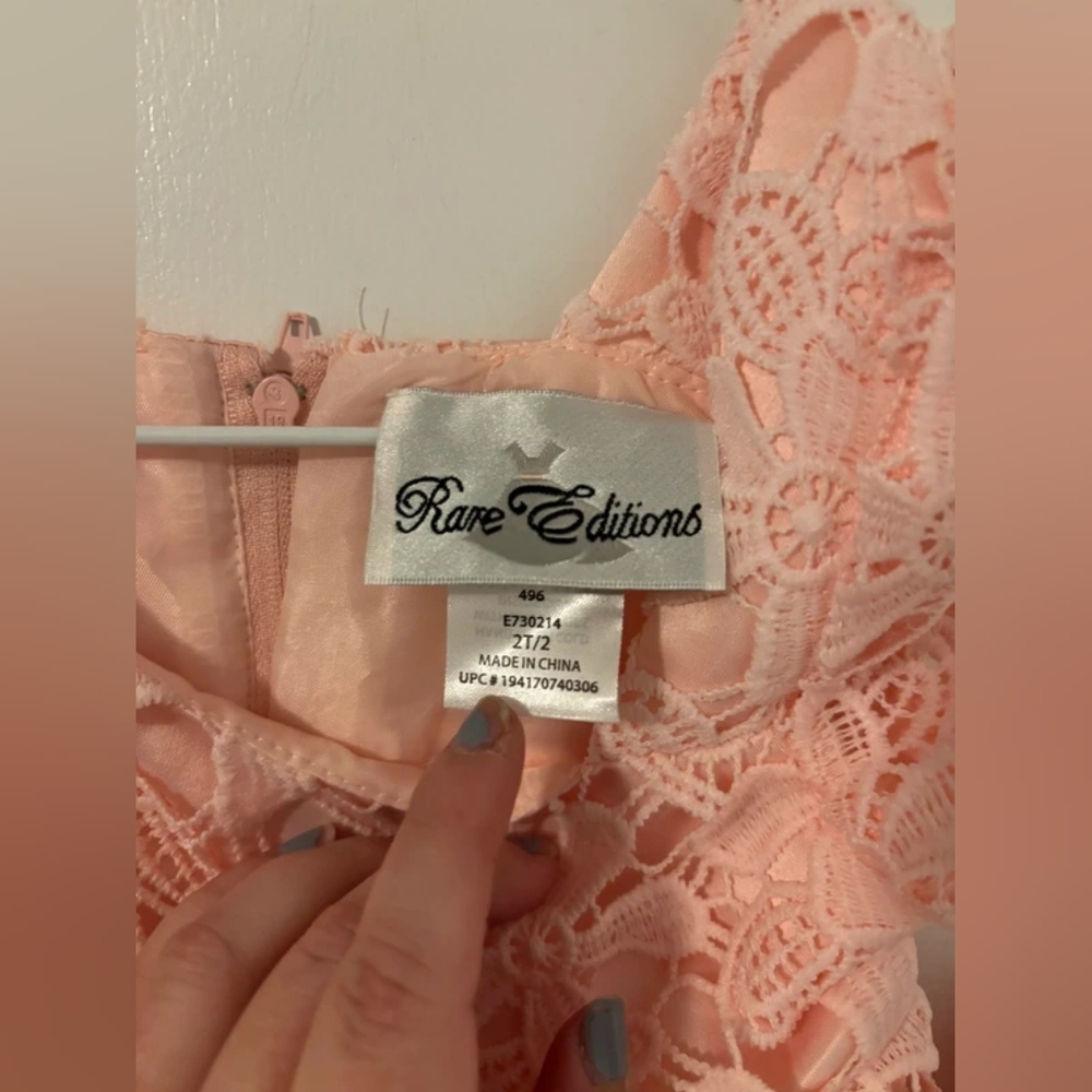 Rare Editions Peach Lace Dress - Picture 3 of 5